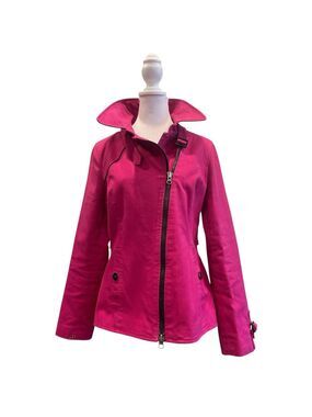 Soia & Kyo Fuchsia Pink Cotton Twill Moto Jacket Tailored Fit US M